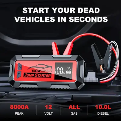 24000mAh araç acil çalıştırma güç kaynağı, powerbank 12V8000A büyük kapasiteli 100W hızlı şarj ve DC çıkışlı
