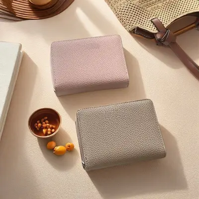Slim Zipper Short Women's Bi-fold Minimalist Wallet