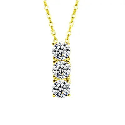 925 Silver Moissanite Necklace, Seven Princess Design, Clavicle Chain - 13