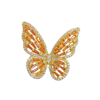Copper butterfly ring with zirconia stones, adjustable size