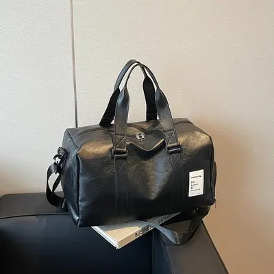 新款干湿分离运动健身包PU皮大容量独立鞋仓短途旅行包时尚行李袋