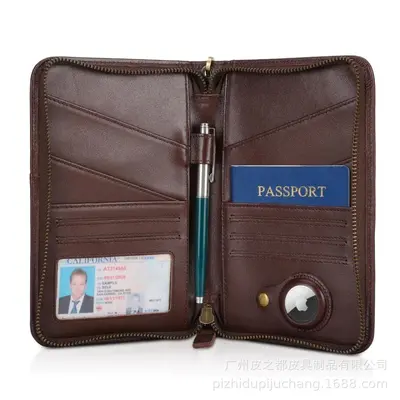 Passport wallet, multifunctional, cowhide, zipper - 8