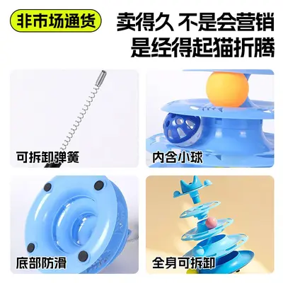 Cat Turntable Teaser Wand, Interactive, Durable Intelligence Toy - 4