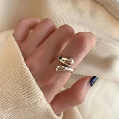 Kore tarzı niş tasarım 925 ayar gümüş minimalist kadın yüzüğü, solmayan vintage ağır işçilik yüzük takı toptan satış - 11