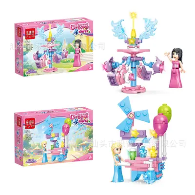 Girl Building Blocks Playground, Educational Assembly Toy