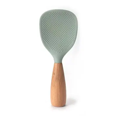 Silicone Rice Spoon, Non-Stick, Heat Resistant, Wooden Handle - 13