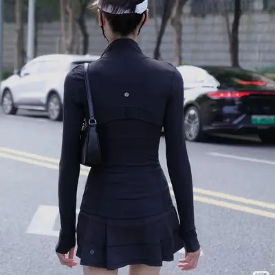 lulu Define Dik Yaka Kadın Yoga Üstü, Hızlı Kuruyan Slim Fit Ceket, Güneş Korumalı - 4