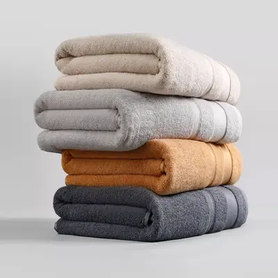 Pure Cotton Plain Towel Set, 34x75 cm Towel and 70x140 cm Bath Towel
