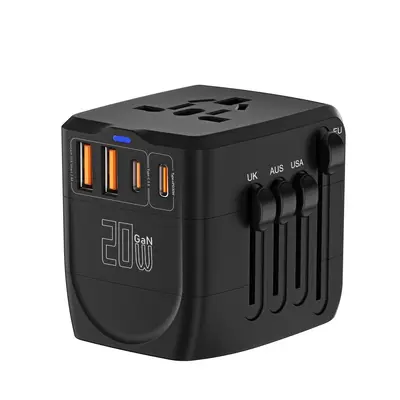 20W taşınabilir hızlı şarj adaptörü, çok portlu, uluslararası uyumlu