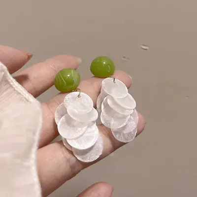 Dopamin küpe, plaj stili, saçak detaylı, etnik tasarım - 9