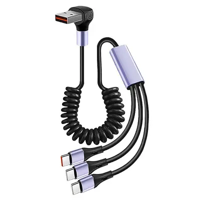 66W 3-in-1 flexible data cable, car charging, Type-C