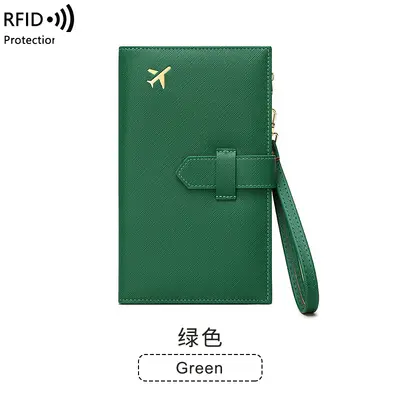 跨境新款RFID防磁护照包拉链搭扣证件包护照夹多功能长款女士钱包 - 13