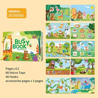 Children's Busy Book with Tear-Out Cartoon Pages, Educational Early Learning Toy - 9