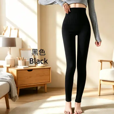 Women's Autumn Long Johns Outerwear Autumn Winter Women's High-Waist Tummy Control Hip-Lifting Warm Pants High-Stretch Slim Fit Small Foot Leggings Fleece-Lined Base Pants