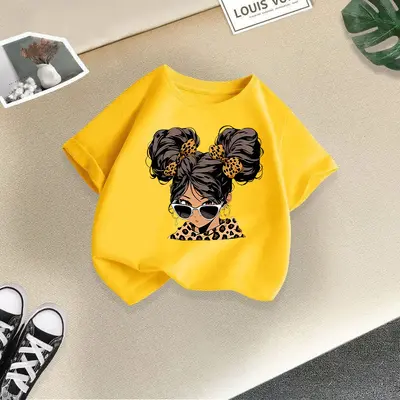 Mädchen Kurzarm-T-Shirt, lockere Passform, Cartoon-Print - 10