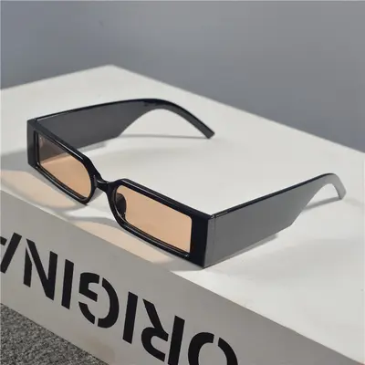 Retro Rectangular Narrow Frame Sunglasses, Unisex Hip-Hop Style - 4