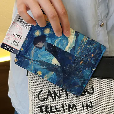 Van Gogh Yıldızlı Gökyüzü PU deri pasaport tutucu - 13
