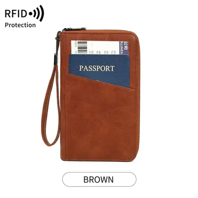 RFID korumalı pasaport cüzdanı, çok bölmeli seyahat çantası - 7