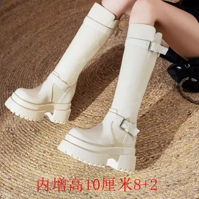 Hohe Reitstiefel mit Innenerhöhung, Damen Beinverlängernde Winterstiefel