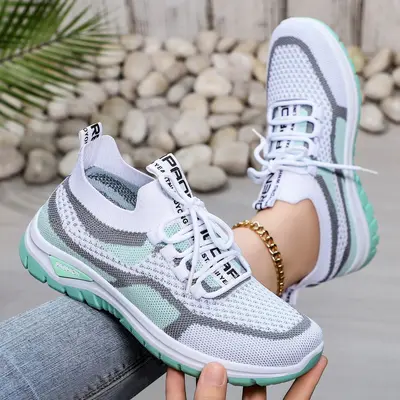 Women's Knit Lightweight Casual Sneakers, Plus Size - 9