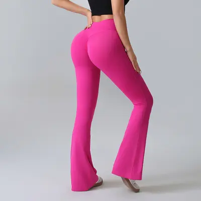 Pfirsich-Po-Lift High-Waist-Yoga-Hose für Damen, weites Bein, schnelltrocknend - 10