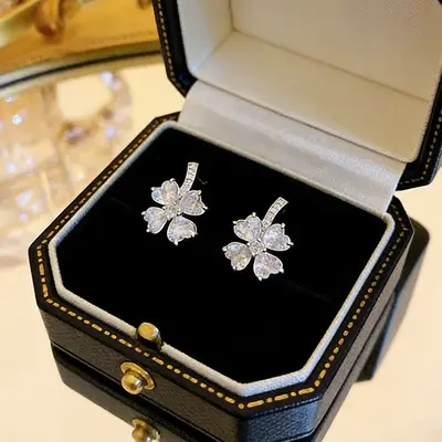 S925 silver needle personalized full zircon super shiny earrings, lightweight luxury premium style, popular earrings, elegant and perfect fashion ear accessories for women. - 12