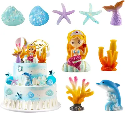 9-teiliges Meerjungfrau-Kuchendekor-Set