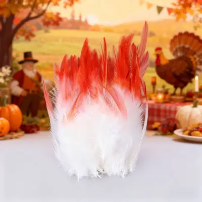 White-Tipped Two-Color Feathers, 5-6 cm, for DIY Jewelry and Cat Toys - 11