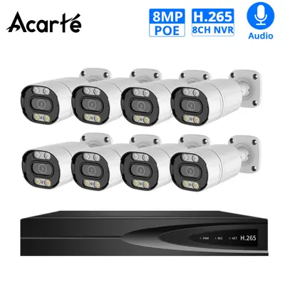 Acarte 8MP 4K CCTV-Set mit Vollfarb-PoE-Sicherheitskameras