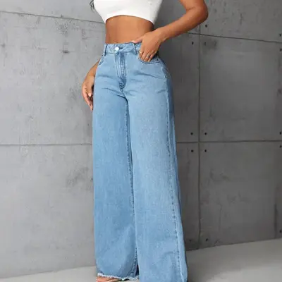 Floor-Length Low-Rise Loose Straight-Leg Wide-Leg Jeans for Women