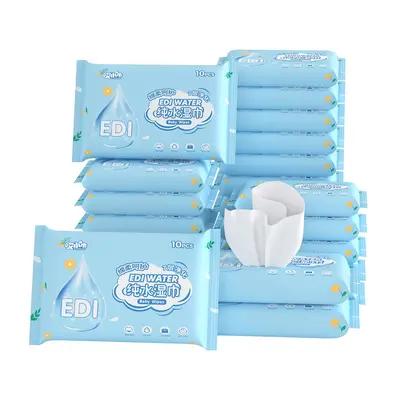 Baby Wet Wipes, 10 Sheets, for Hand and Mouth Cleaning, Portable