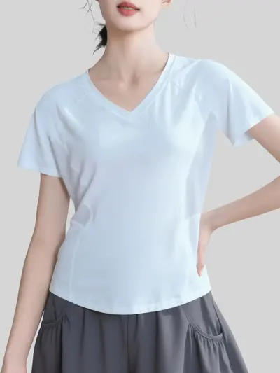 Kadın Arkası File Detaylı Fitness Kısa Kollu Koşu Yoga T-Shirt
