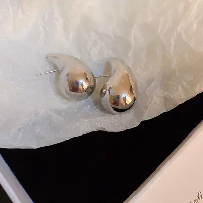 Silver Circle Earrings, Needle Post Studs - 11