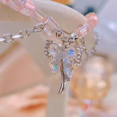 Silver Zircon Bow, Cross, Star and Rose Pendant for Handmade DIY Jewelry Making