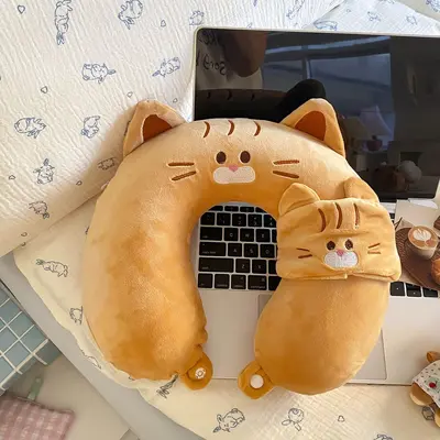 Kedi göz maskeli U şeklı boyun yastığı - 11