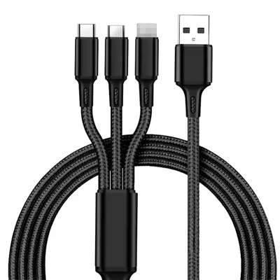 Spezielles Logo-Nylon-Flechtdatenkabel Eins-zu-Drei, Schnellladekabel für Mobiltelefone Drei-in-Eins-Ladekabel, Großhandelsverkauf für Pferdejahrgeschenke - 11
