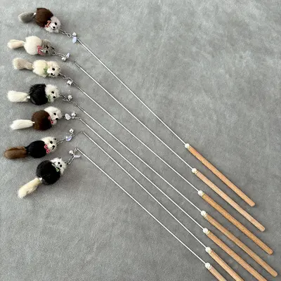 Cat Teaser Wand, Plush Kitten Teething Stick, Chew-Resistant - 3