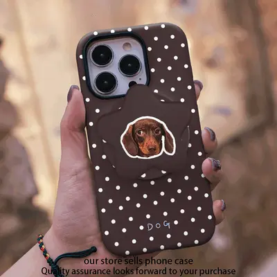 Manyetik film standlı köpek desenli telefon kılıfı, iPhone 16/17/18 Pro uyumlu