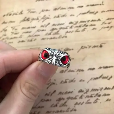 Kreativer süßer Eulenring für Frauen, Glücksbringer Schmuck für Männer, Vintage-Stil, nicht verblassendes 925er Silberschmuck, grenzüberschreitender Großhandelsverkauf.