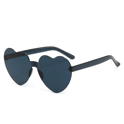 Herzförmige Bonbonfarben-Sonnenbrille, rahmenlos, einteilige Linse, Partymodell - 6