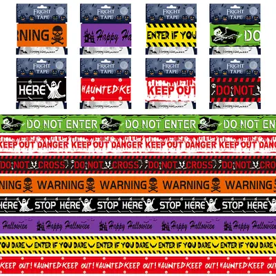 Halloween Warning Tape with Skull Decoration for Scene Props