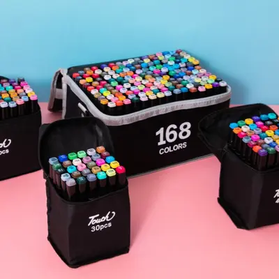 Double-Ended Refillable Marker Set, 36 to 168 Colors, Oil-Based