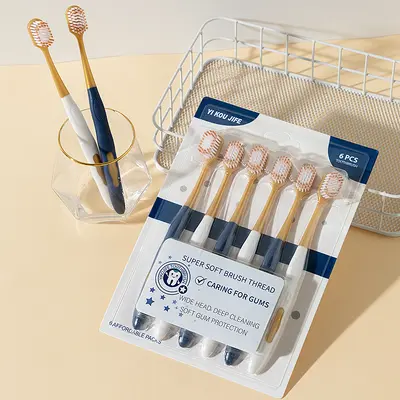 Diş fırçası, 6 adet set, geniş başlık, yumuşak kıllı - 8