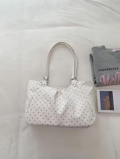 Polka Dot Large Capacity Women's Tote Bag, Casual Shoulder Bag