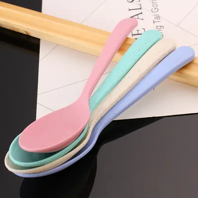 Wheat Straw Spoon Children Rice Spoon Soup Spoon Street Stall 2 Yuan Store Advertising Promotion Small Gifts Gifts Wholesale