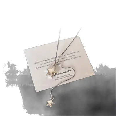 Star necklace, long length, adjustable, sweater chain - 6