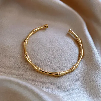 Zircon ribbon open bangle bracelet - 11