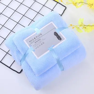 Mercan kadife banyo havlusu emici hızlı kuruyan iki parçalı set - 5