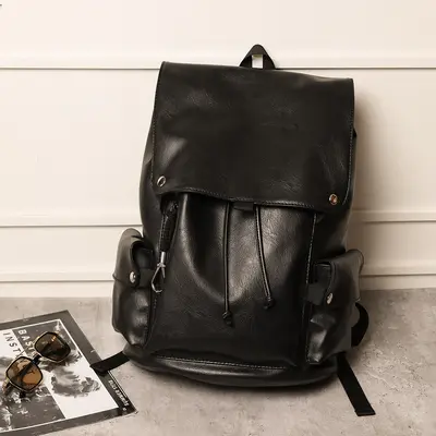 Men's Retro Backpack, PU Leather, Youth School Bag, 2026 Style - 4