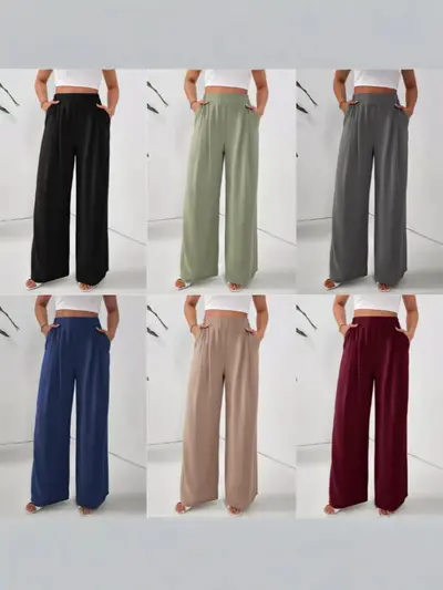 Relaxed Wide-Leg Draped Trousers with Cross Pockets